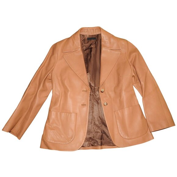 The Row Calfskin Leather Brown Button Up Jacket Women's Size US 8 Made in USA - Picture 1 of 7